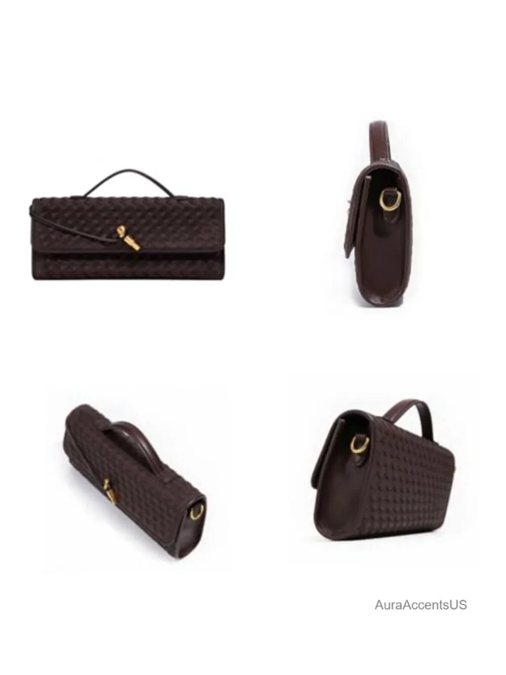 Woven Suede Clutch Evening Bag Crossbody Shoulder Purse